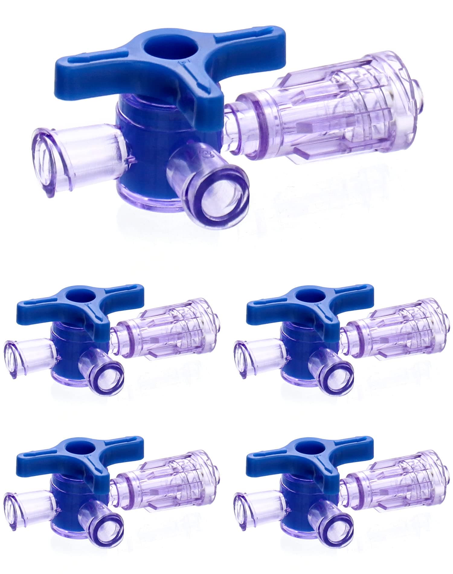 QWORK 3-Way Stopcocks with Luer Connection, Medical Injection Stopcock, Sterile, 5 Pack
