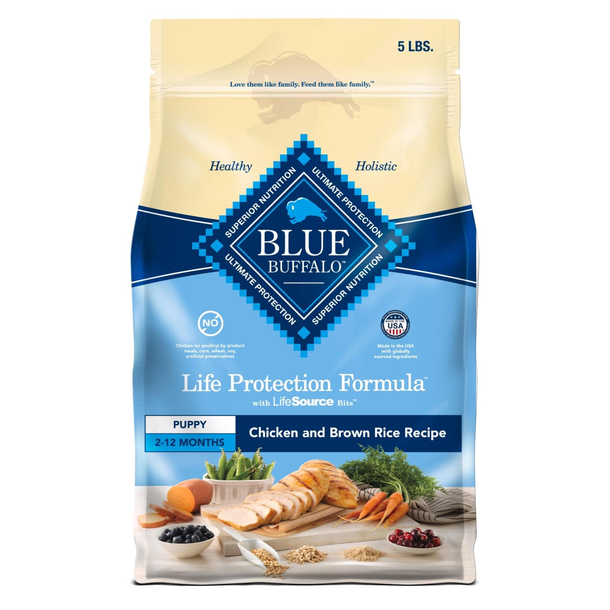 Life Protection Formula Puppy Dry Dog Food with DHA and ARA, Made with Natural Ingredients, Chicken & Brown Rice Recipe, 5-lb. Bag