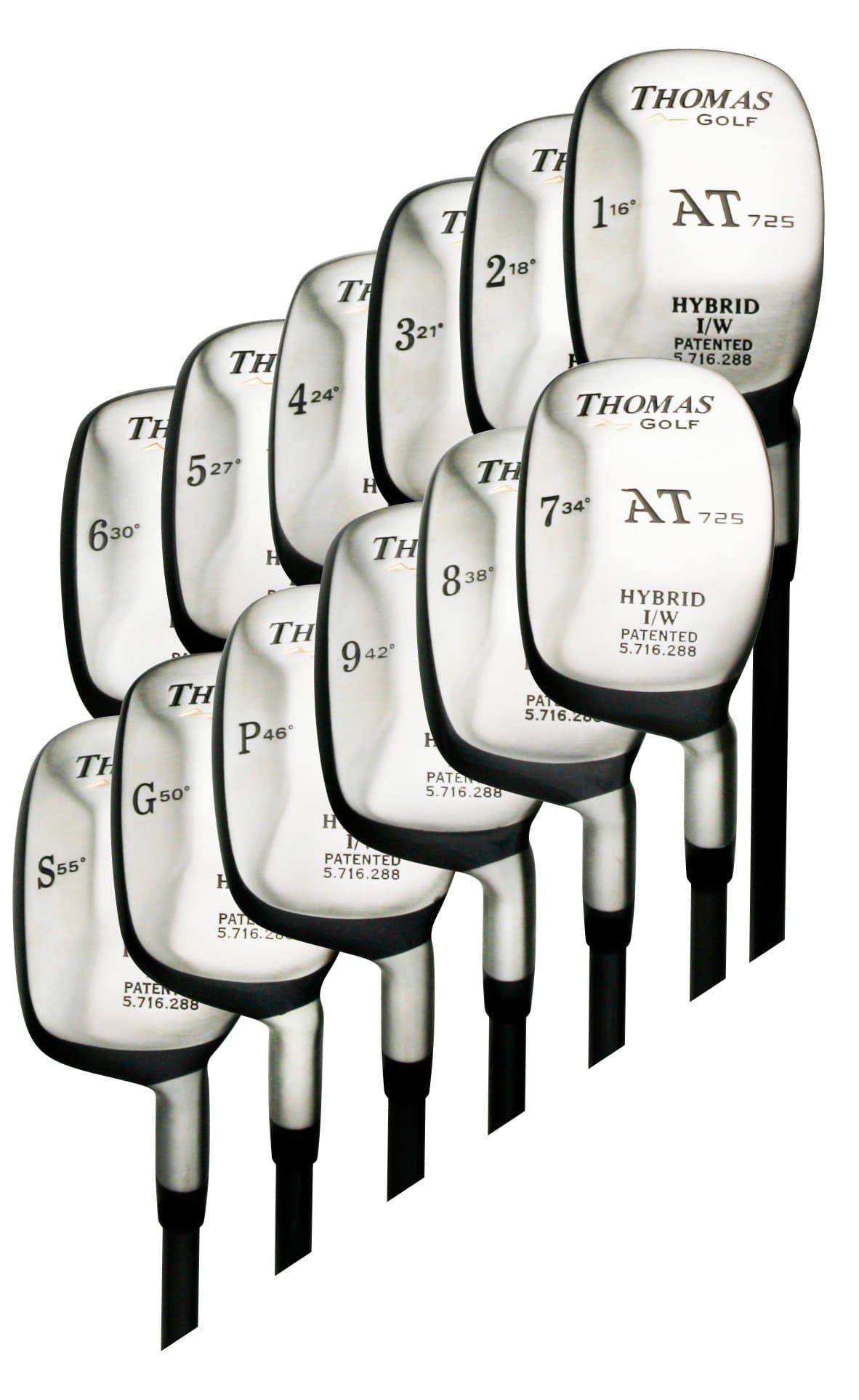 8-Club Hybrid Set (#3,4,5,6,7,8,9,PW All True Hybrids) - Senior Flex Graphite Shaft - Right Handed - Square Head - with Head Covers - Utility Rescue Clubs - by THOMAS GOLF