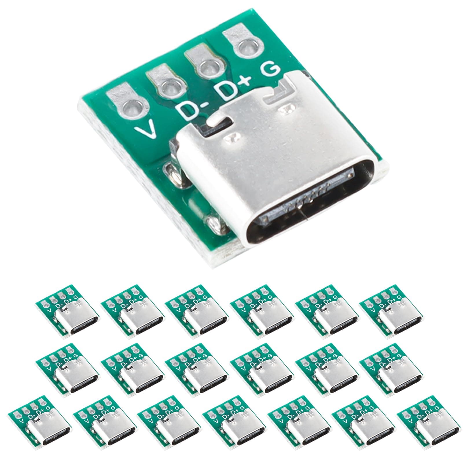 20 Pcs USB 3.1 Type C Connector Board DIY Serial Basic Breakout Female Connector USB Type C Breakout Board with PCB Converter Board for Data Line Wire Cable Transfer