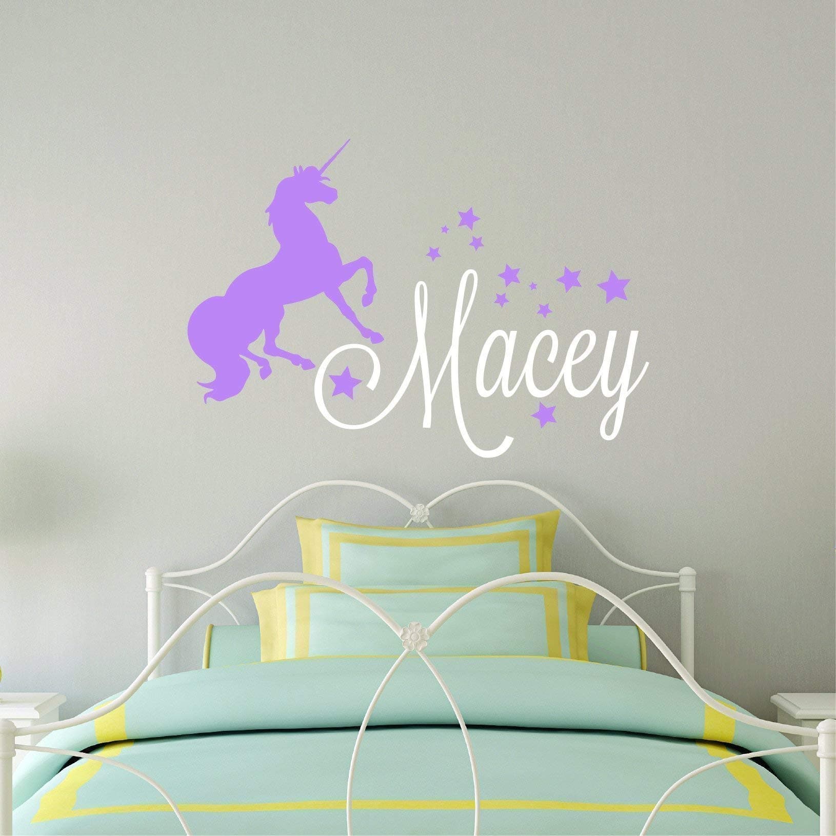 Custom Name Unicorn Wall Decal - Girls Personalized Name Unicorn Wall Sticker - Custom Name Sign - Custom Name Stencil Monogram - Girls Room Wall Decor