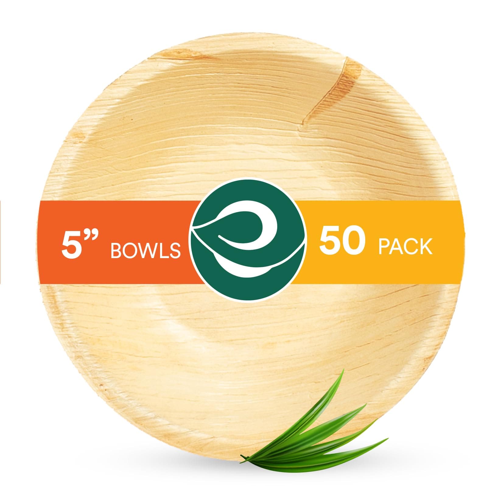 ECO SOUL [200 ml, 50 Pack Areca Palm Leaf Bowls Like Wooden Bamboo Eco Friendly, Biodegradable, Use and Throw Small Dona for Serving Pasta, Soup & Snacks Birthday, Wedding & Party (5 inch)