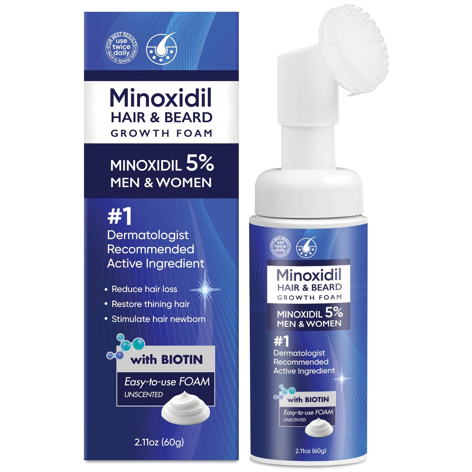 5% Minoxidil Foam for Men and Women, 5% Minoxidil for Men Foam, Minoxidil for Women Hair Growth (60)