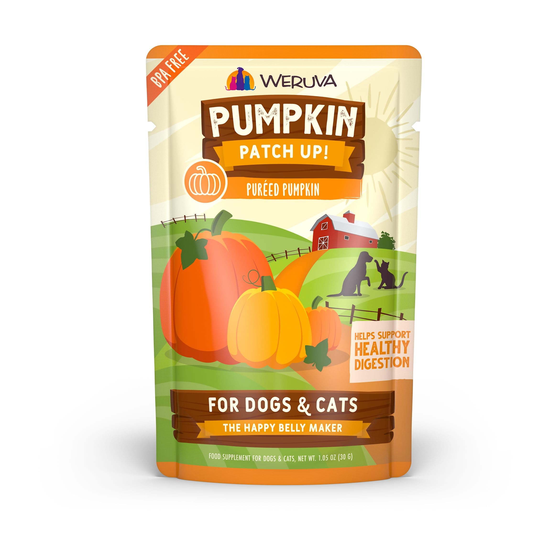 Pumpkin Patch Up!, Pumpkin Puree Pet Food Supplement for Dogs & Cats, 1.05 Ounce (Pack of 12)