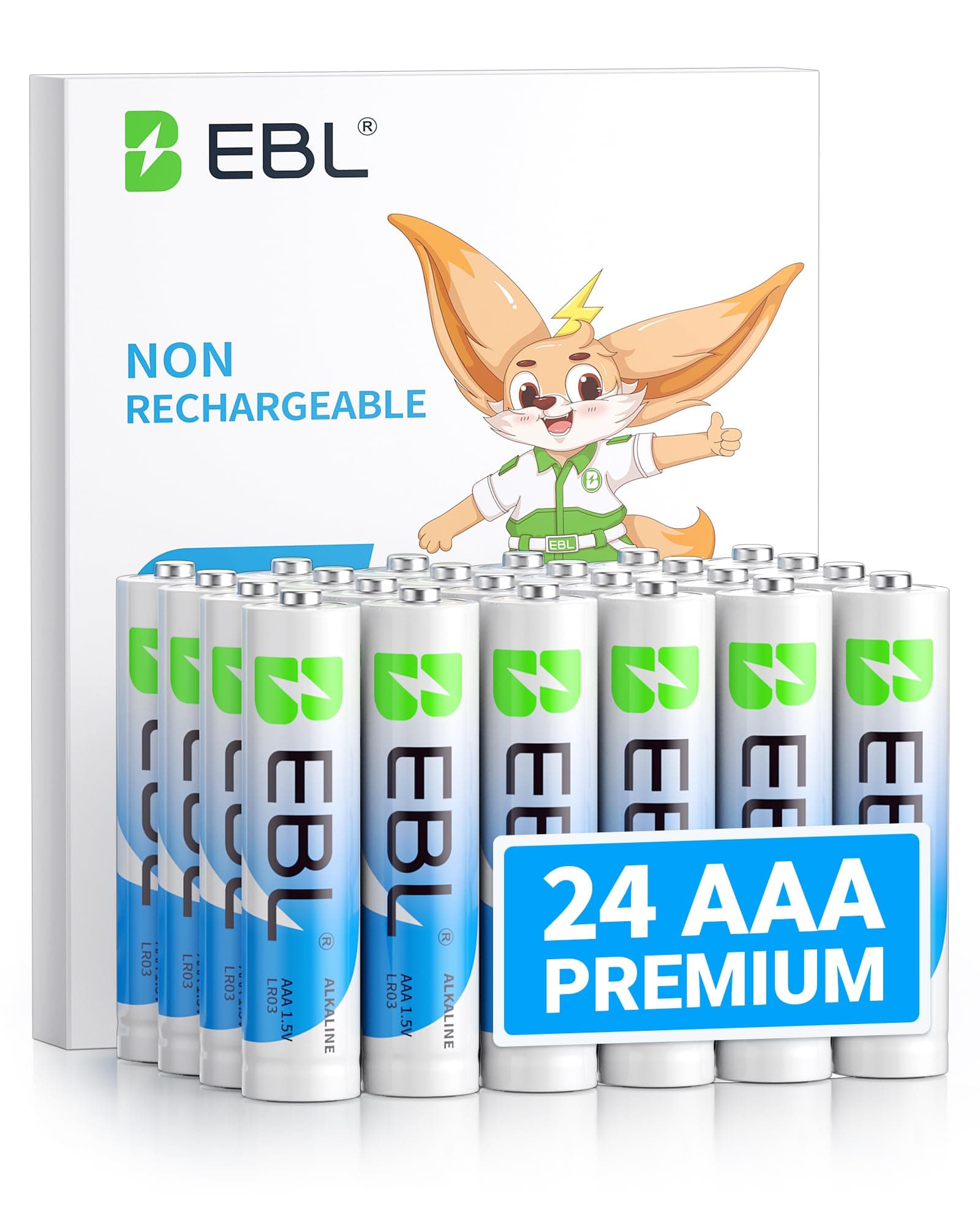 EBL AAA Batteries 24 Pack, 1.5V Alkaline Triple A Batteries, Long-Lasting Alkaline Power for All Your Devices, 10-Year Shelf Life Non-Rechargeable