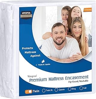 Utopia Bedding Premium Waterproof Bed Bug Mattress Cover, Twin Zippered Mattress Protector, 12 Inches Deep, Dust Mite Proof 6-Sided Mattress Encasement for Bed