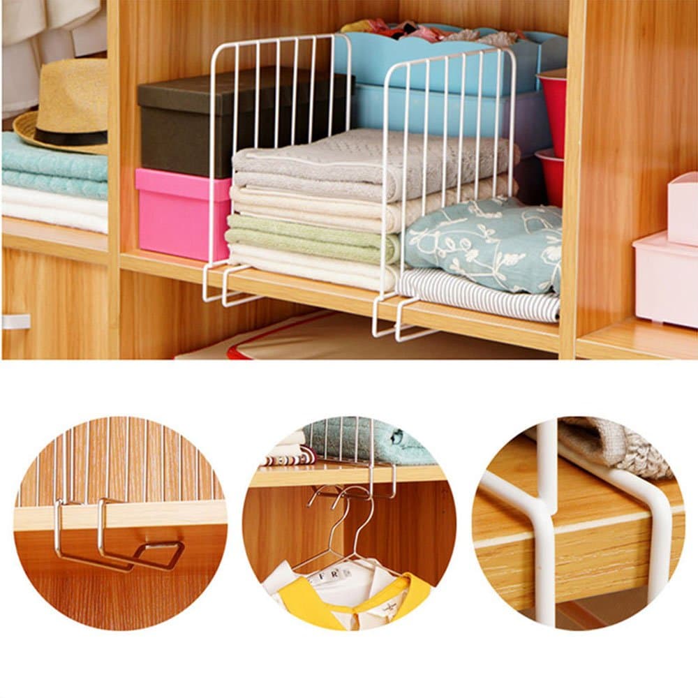 Everyfit Set of 3 Practical Shelf Dividers for The Wardrobe – Practical Wardrobe Organisers Made of Metal – Useful Shelving System Without Drilling