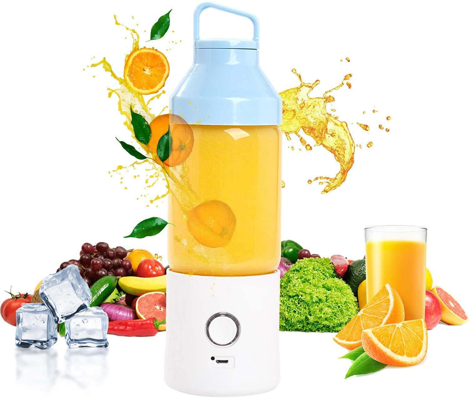 ANEAR Portable Blender, Mini Powerful Smoothie Blender - 6 Blades in 3D, 13oz Fruit Mixing Machine with 4000mAh USB Rechargeable Batteries, Detachable Cup, Perfect Blender for Personal Use, Blue