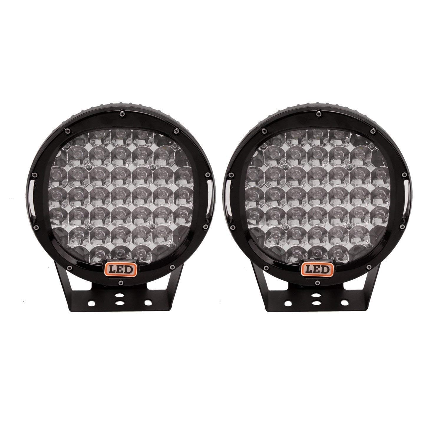 JTI 185 W 9 Inches Cree Round Front Bumper LED Light Bar Roof Driving Headlights for All Car and Trucks (Black)-Pair of 2