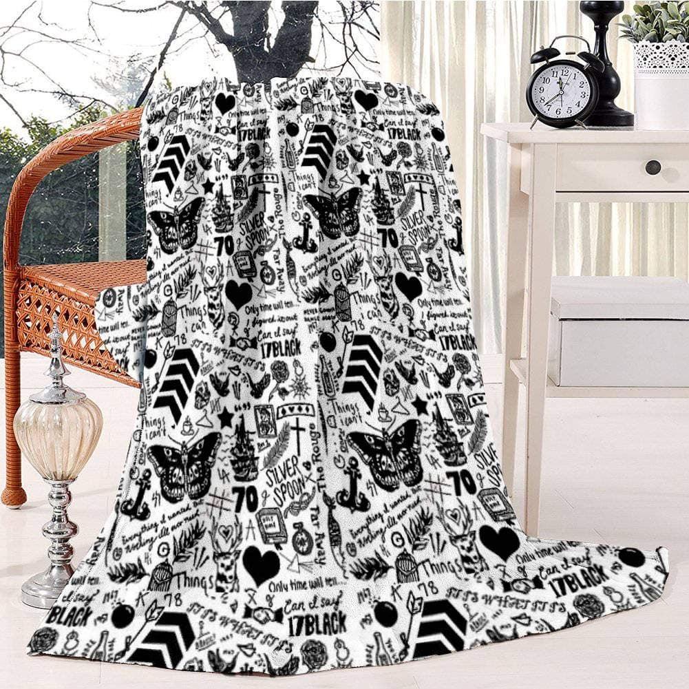 1D Tattoos 2015 Bed Blanket Plush Velvet Soft Warm Blanket Lightweight Microfiber Cozy Blanket Christmas Blanket for Bed Couch Chair Sofa, 150x200cm