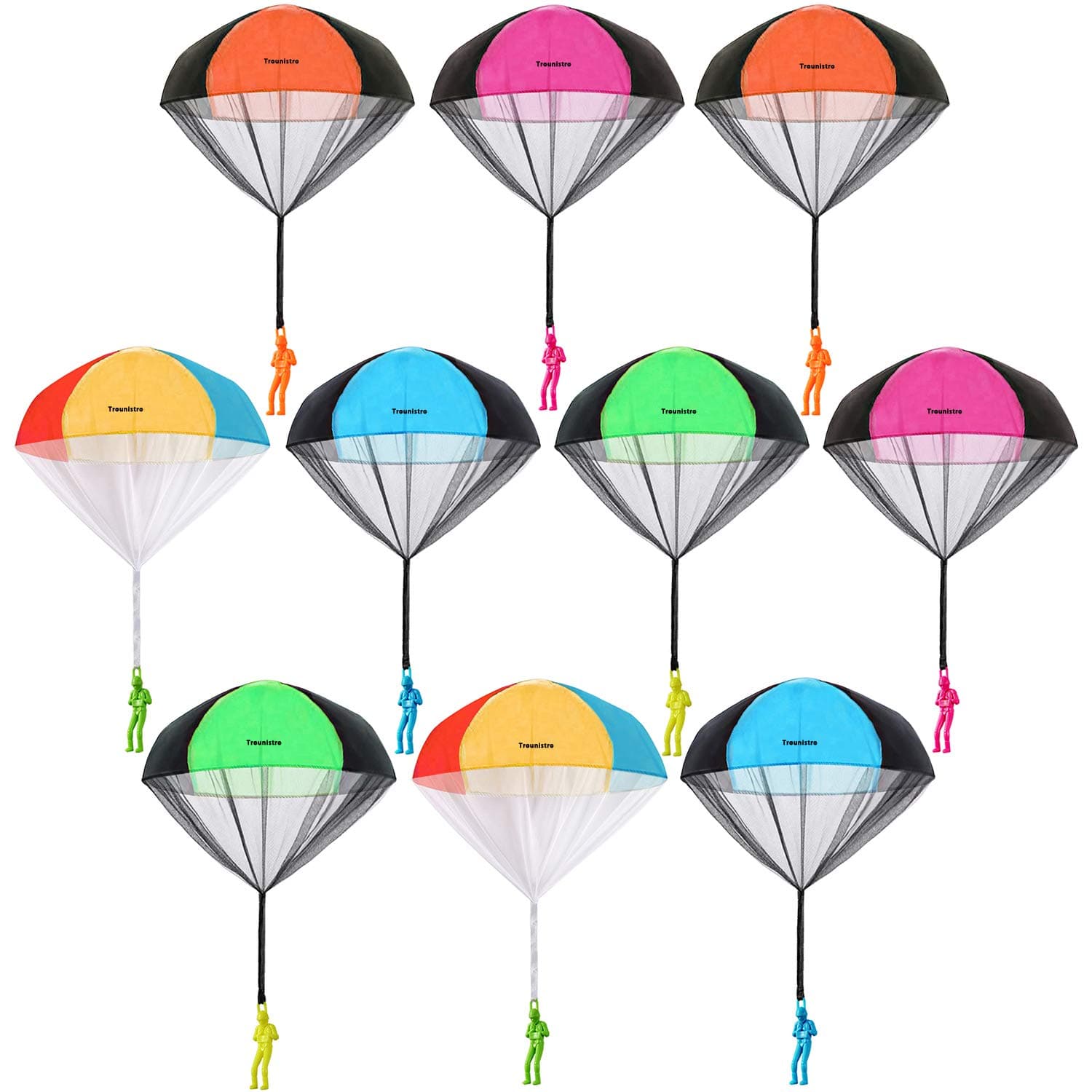 10 Pieces Parachute Toy Tangle Free Throwing Toy Parachute Figures Hand Throw Soldiers Parachute Play Children's Flying Inflatable Toys