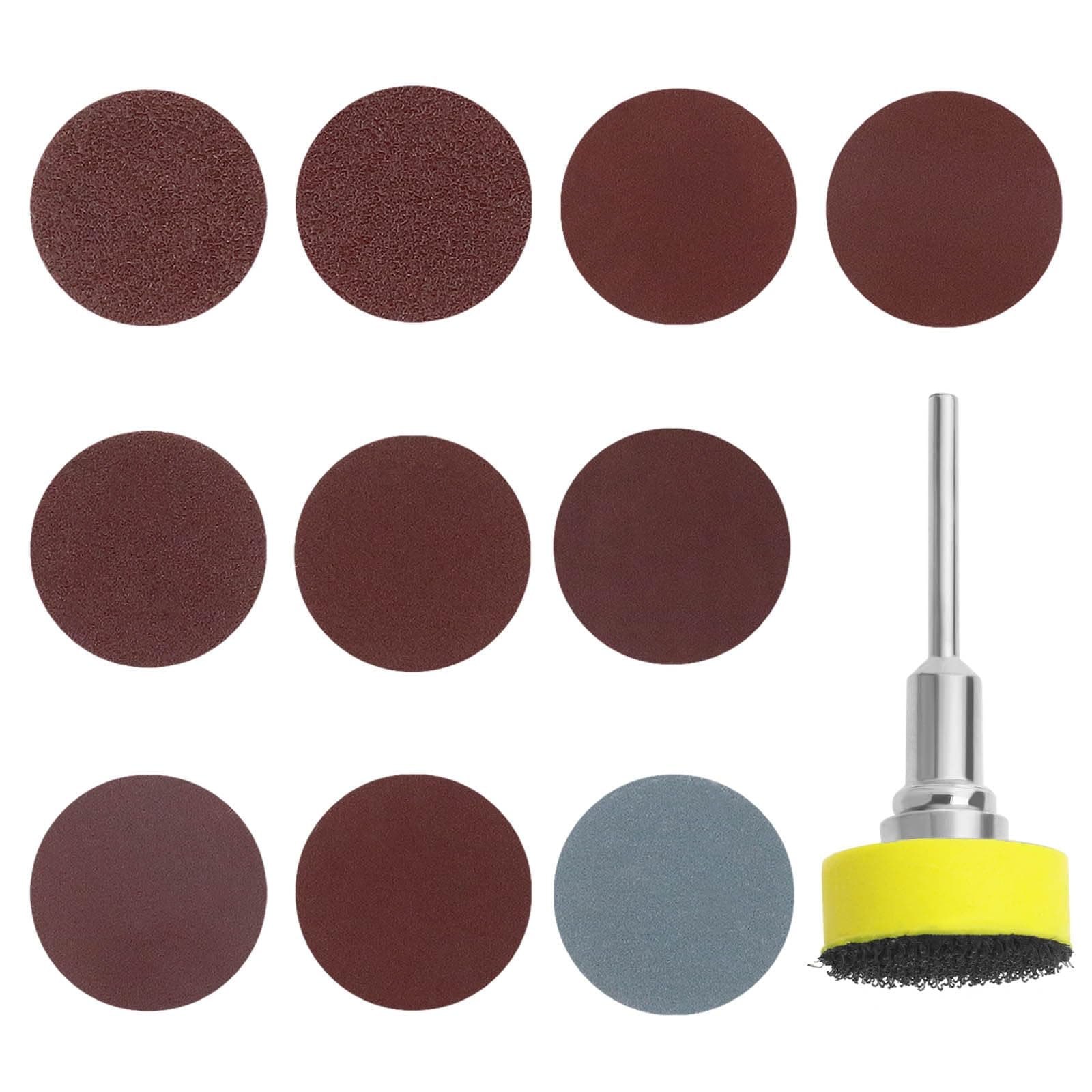 ECSiNG 200PCS Sanding Disc 1 Inch 25mm Hook and Loop Sandpaper with 1/8 Inch Shank Backing Pad for Polishing Metal Wood 80/100/180/240/600/800/1000/1200/2000/3000 Grit