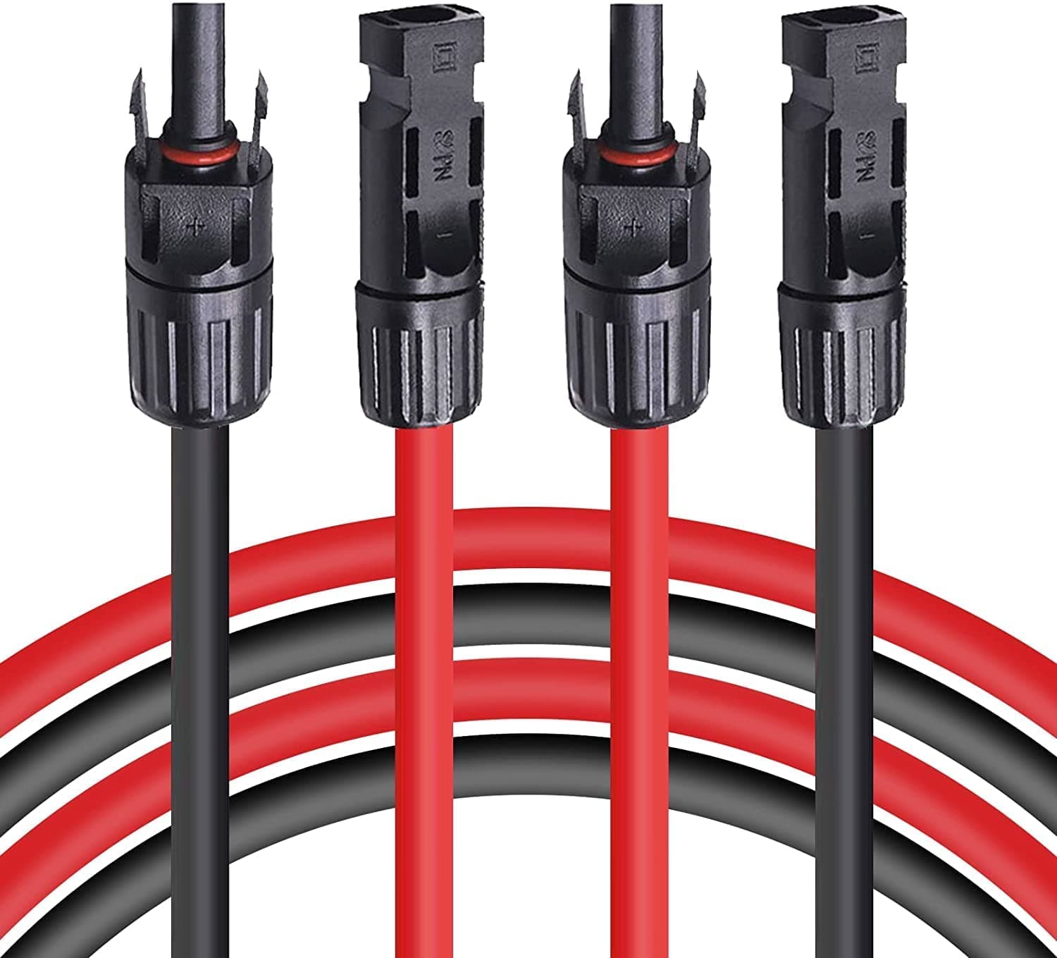 PFCTART Solar Extension Cable 12AWG,Connector with Panel Female and Male Connector Solar Panel Adapter, Solar Panel Plug (16 Feet Red + Black 2 PC)