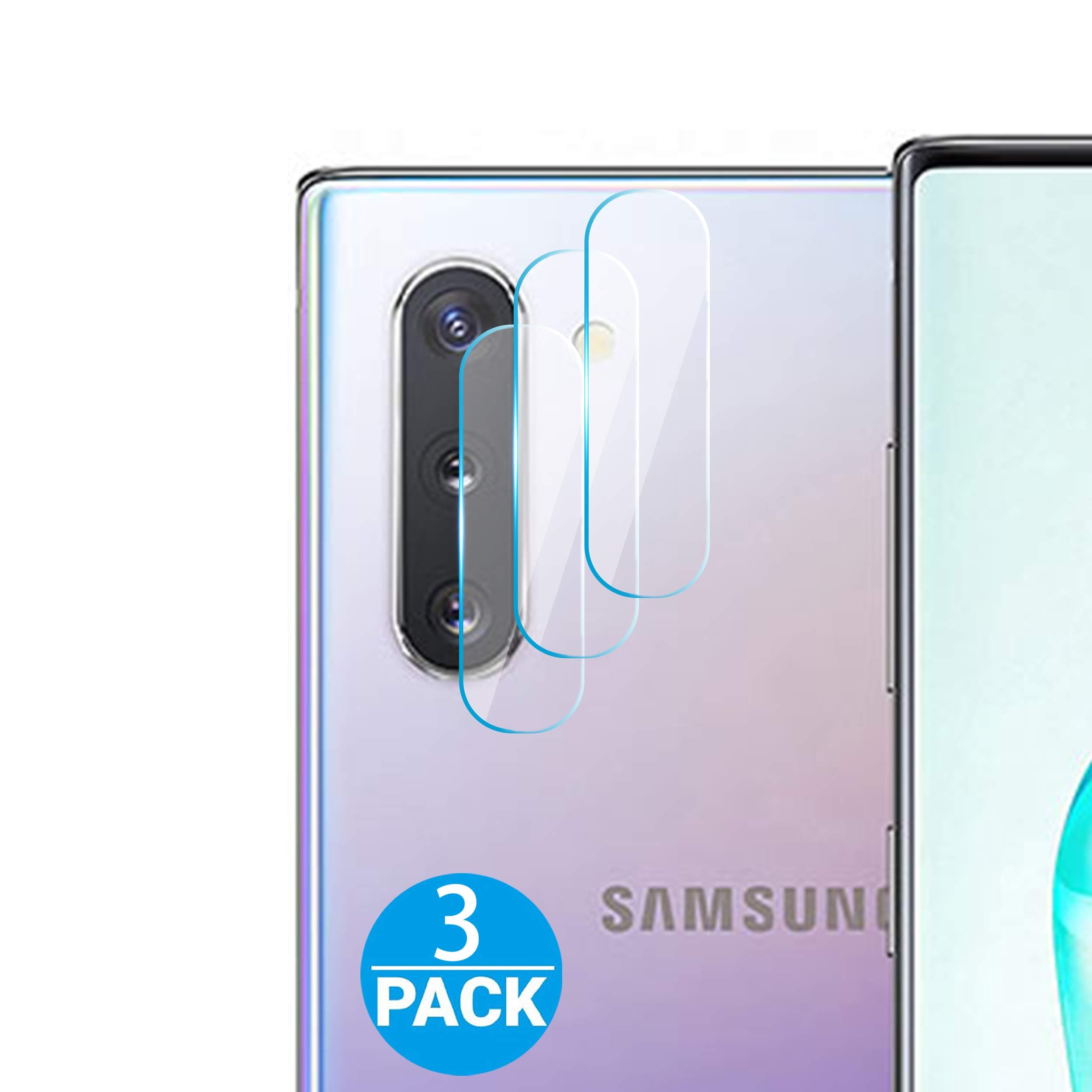 HOMEMO Screen Protector for Galaxy Note 10 / Note10 plus Camera Lens 3 Pack Tempered Glass 2.5D Edge Advanced HD Clarity Work Most Case