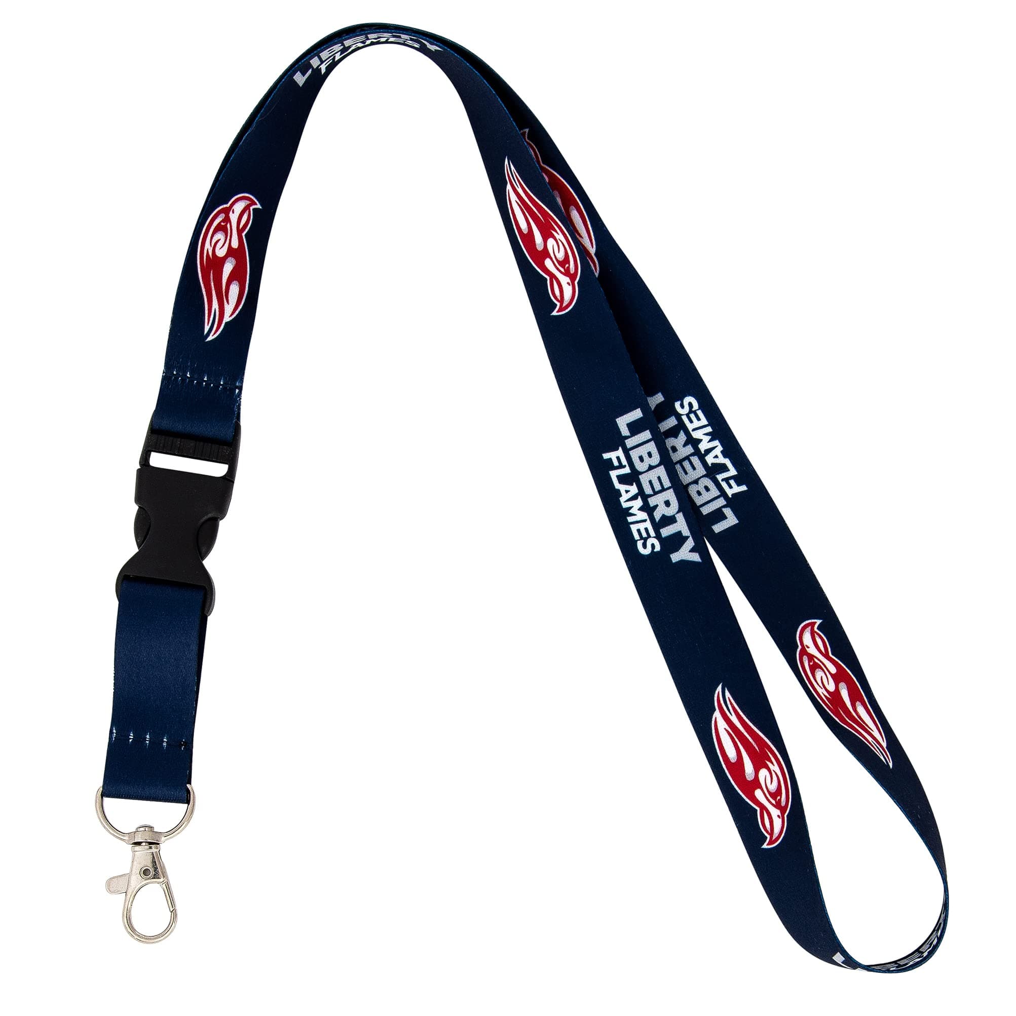 Liberty University Flames Car Keys ID Badge Holder Lanyard Keychain Detachable Breakaway Snap Buckle (Blue)
