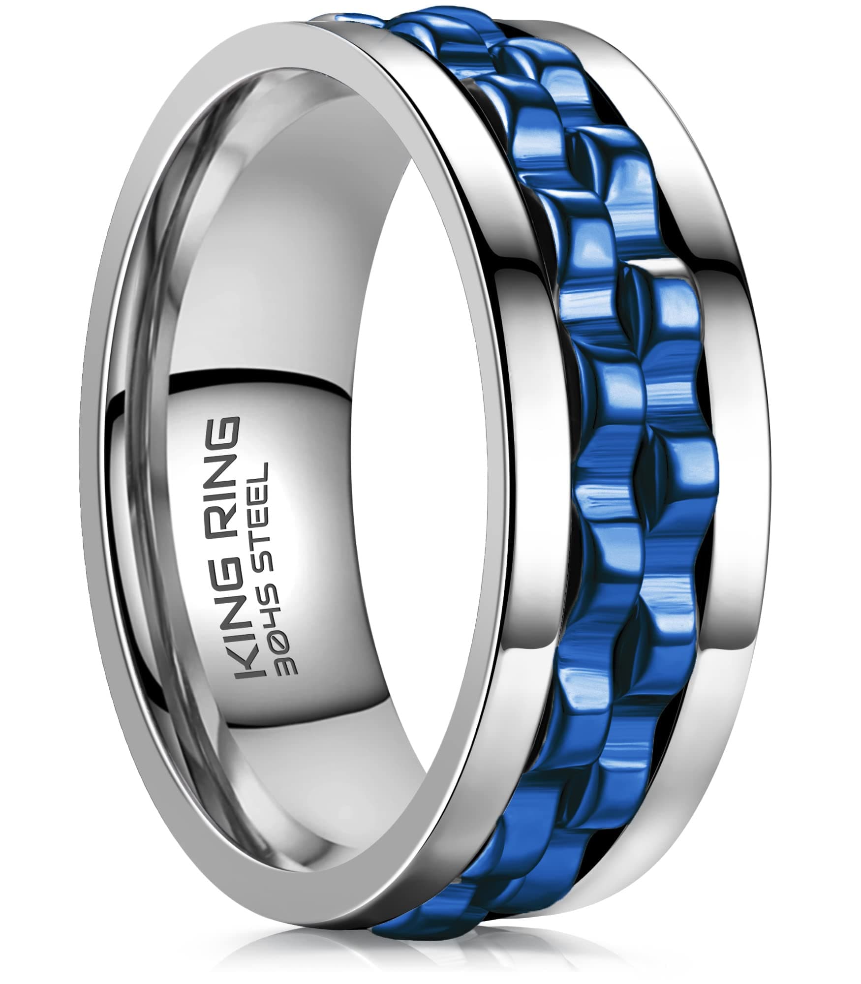 King Ring8mm Gear Spinner Rings – Ultra Polished Fidget Rings for Men & Women – Designed in USA