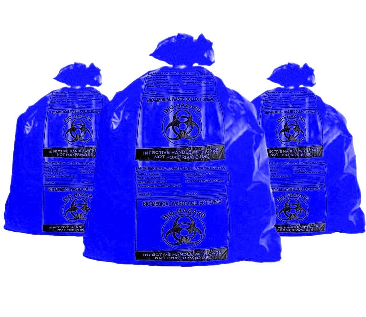 Bio-Hazard/Biomedical Waste Bags (21x24 inch, Blue) - Pack of 30 Pieces/1 kg