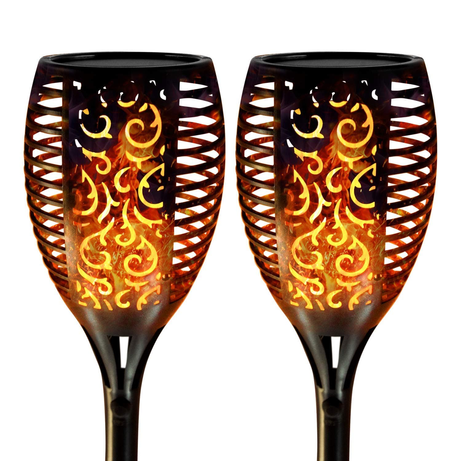 Tingyuan Solar Torch Lights Upgraded 96 LED 45 Tiki Torches Outdoor Waterproof Flame Torch Lights for Landscape Decorï¼ˆ2 PACKï¼‰