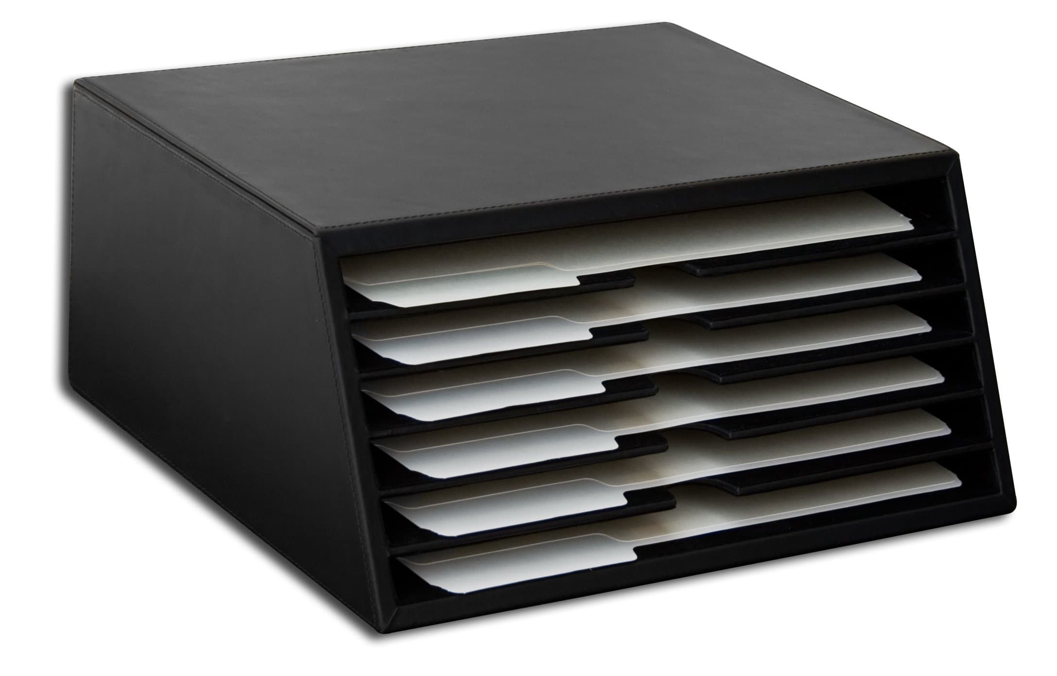 DacassoBlack Leather 6-Tray File Sorter
