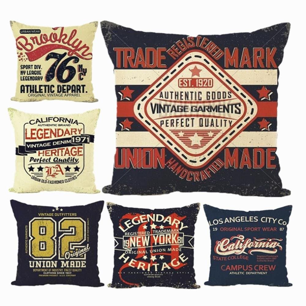 Jaytis Home Decorative Throw Pillow Covers Set of 6 Cotton Linen Cushion Cover Case 18 x 18 inch, Heritage