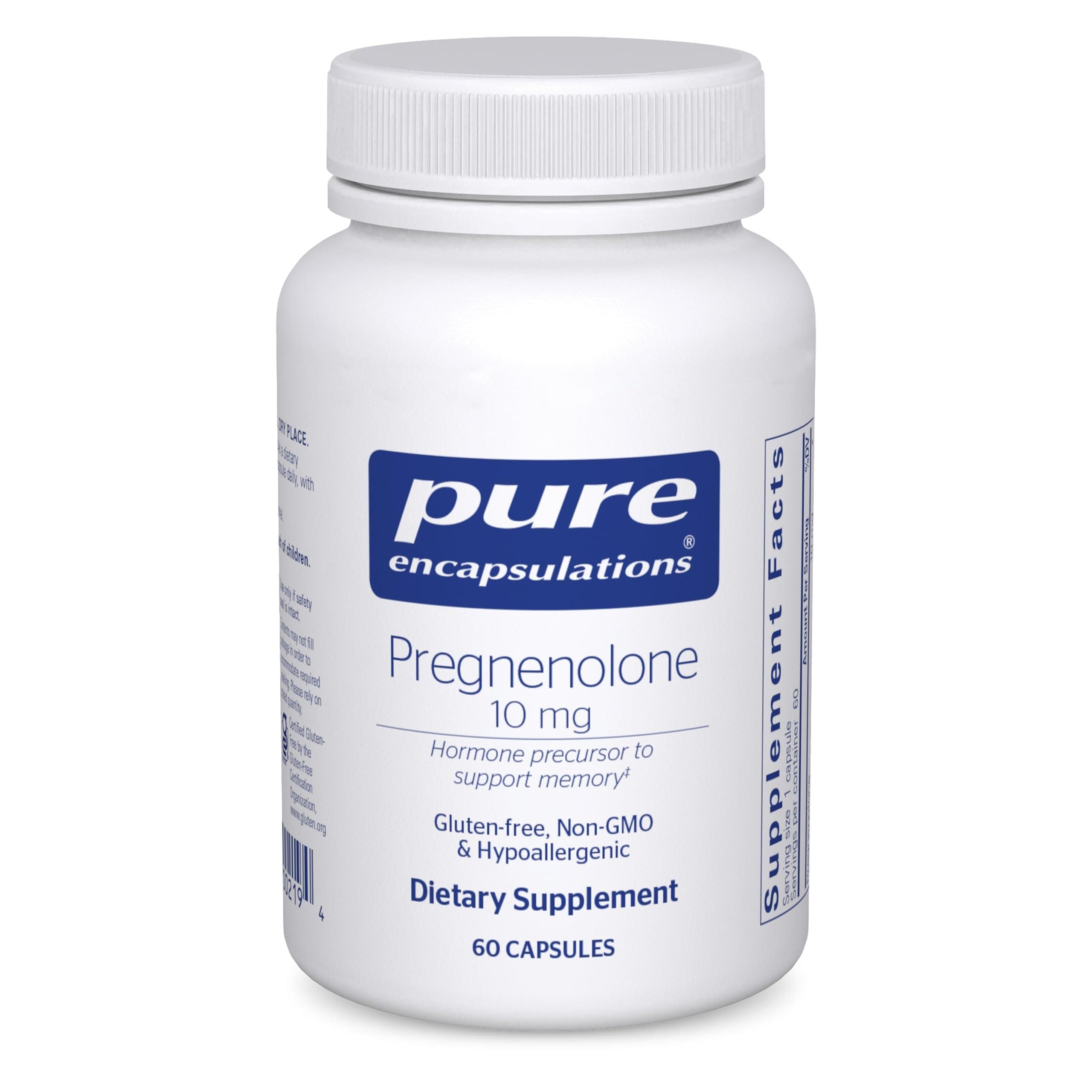 Pure Encapsulations Pregnenolone 10 mg - Support Memory & Hormone Balance* - Hormone Precursor - Gluten Free & Non-GMO - 60 Capsules