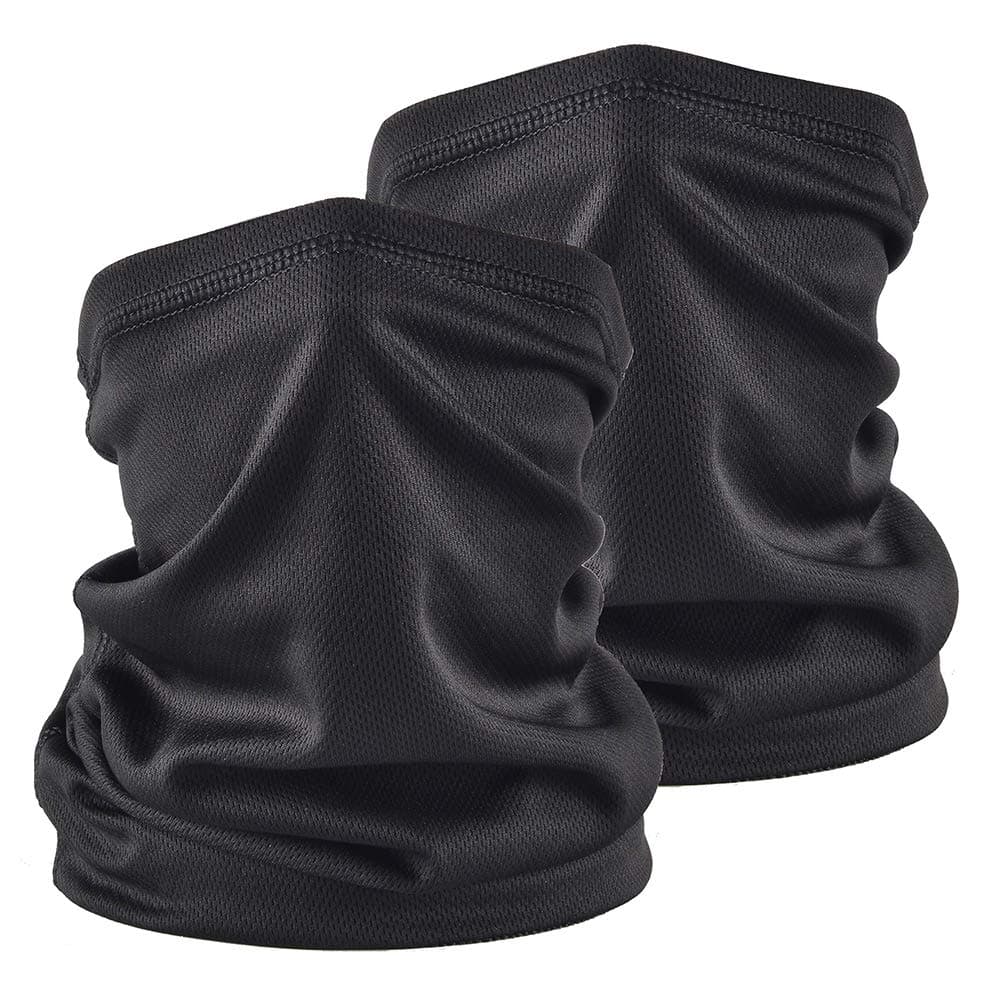 (2pcs) Face Mask Neck Gaiter Bandanas Headscarf Dustproof Sunscreen Breathable for Outdoor Sports Motorcycle Riding, Black, M