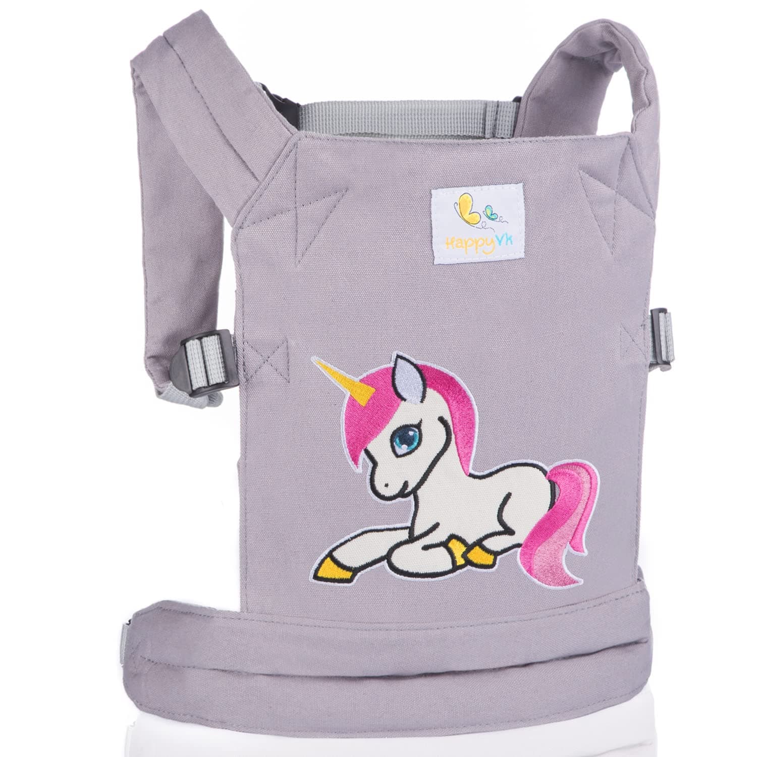 HappyVk-Baby Doll Carrier-Doll Carrier Front Back for Little Girls-Grey Unicorn
