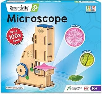 Smartivity Microscope 100x Zoom STEM DIY Fun Game for Kids Age 8 to 14 Years Old Toy for Boys & Girls Age 8-10-12 | Science Based Education & Construction Activity Kit