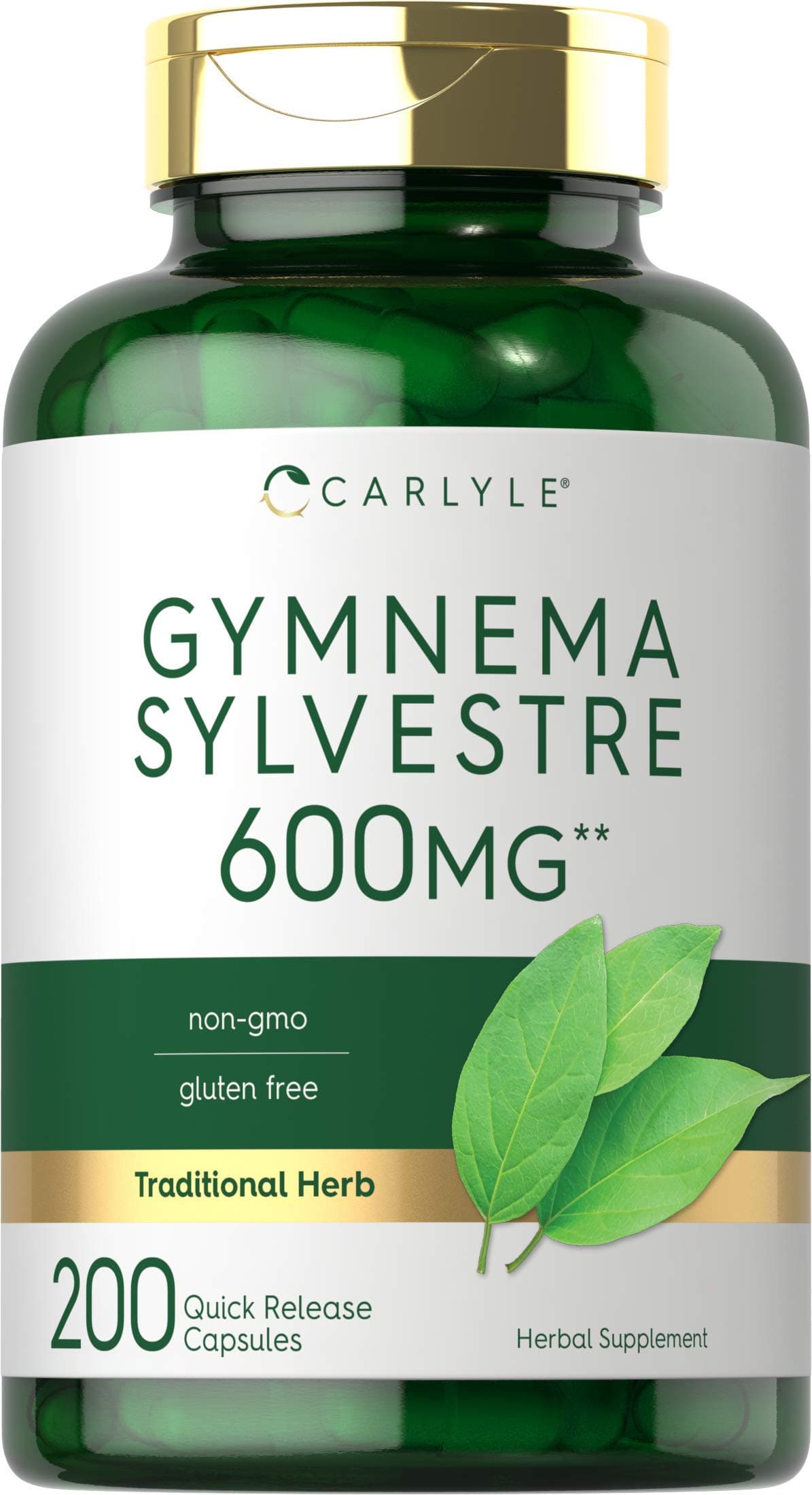 Gymnema Sylvestre Capsules 600 mg | 200 Count | Non-GMO and Gluten Free | by Carlyle