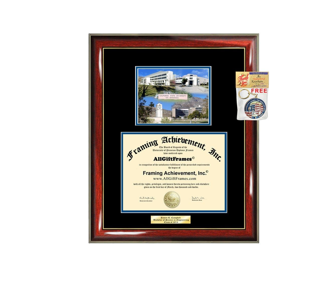 Diploma Frame CSUSB California State University San Bernardino Campus Photo Graduation Graduation Gift Idea Engraved Picture Frames Engraving Large Graduate Graduate Degree