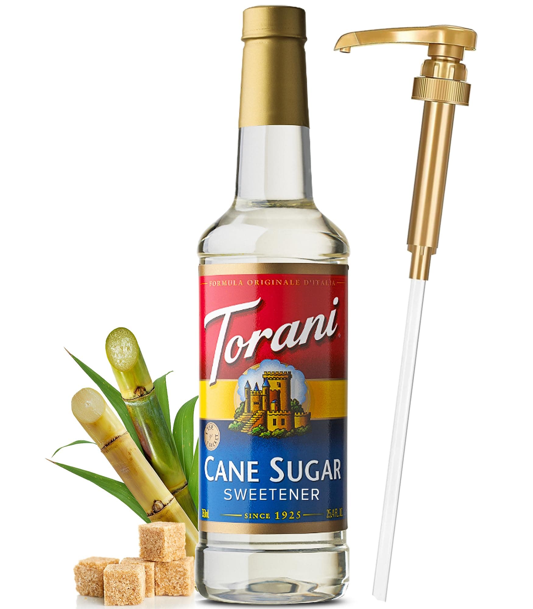 little squirt syrup pump Torani Cane Sugar Sweetener - 25.4 Ounces with - The Perfect Coffee Bundle, Great for Shakes, Coffee Bars, Smoothies & Drinks