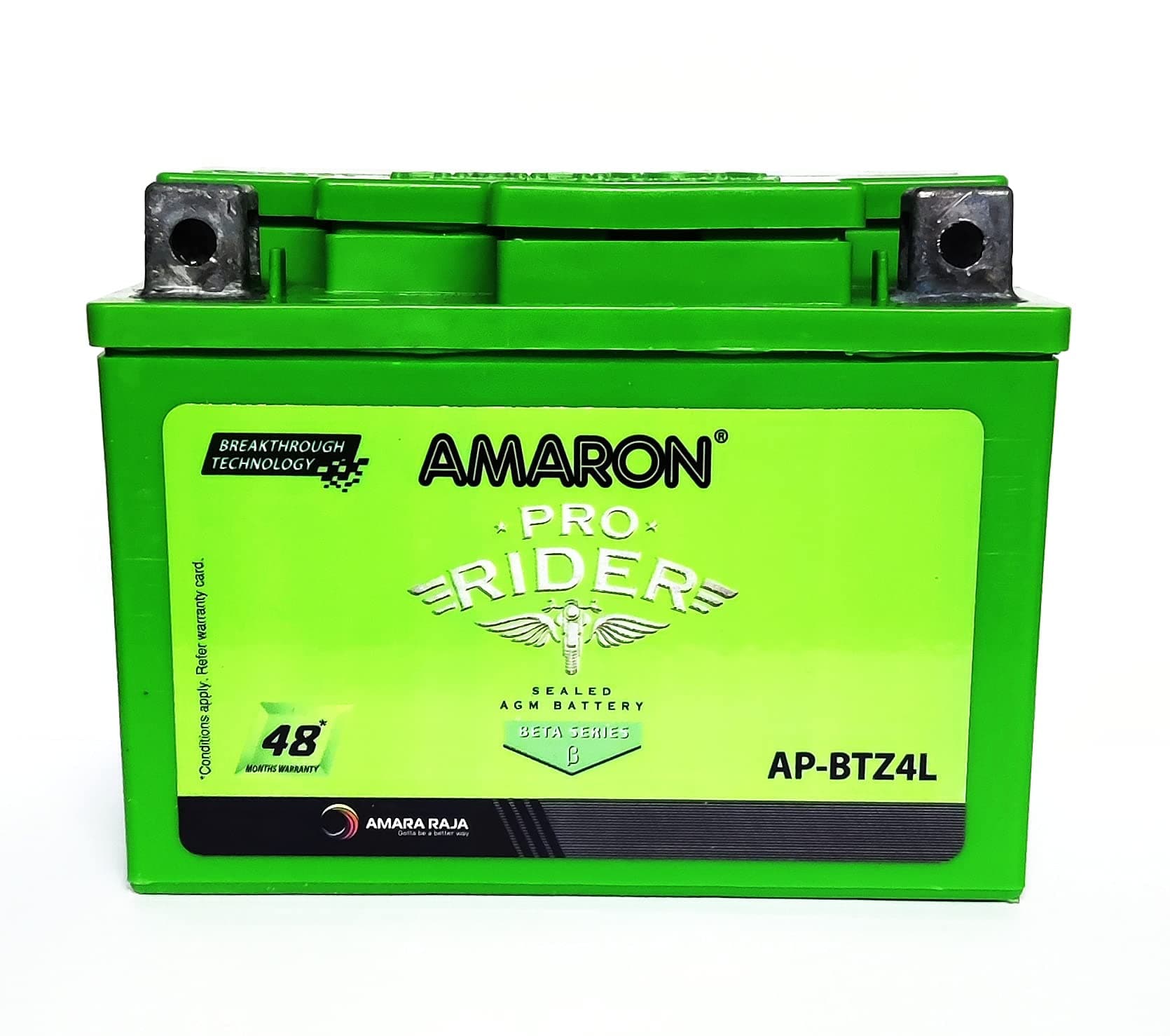 Amaron sealed lead acid AP-BTZ4L 4Ah 2-Wheeler Battery, Green.
