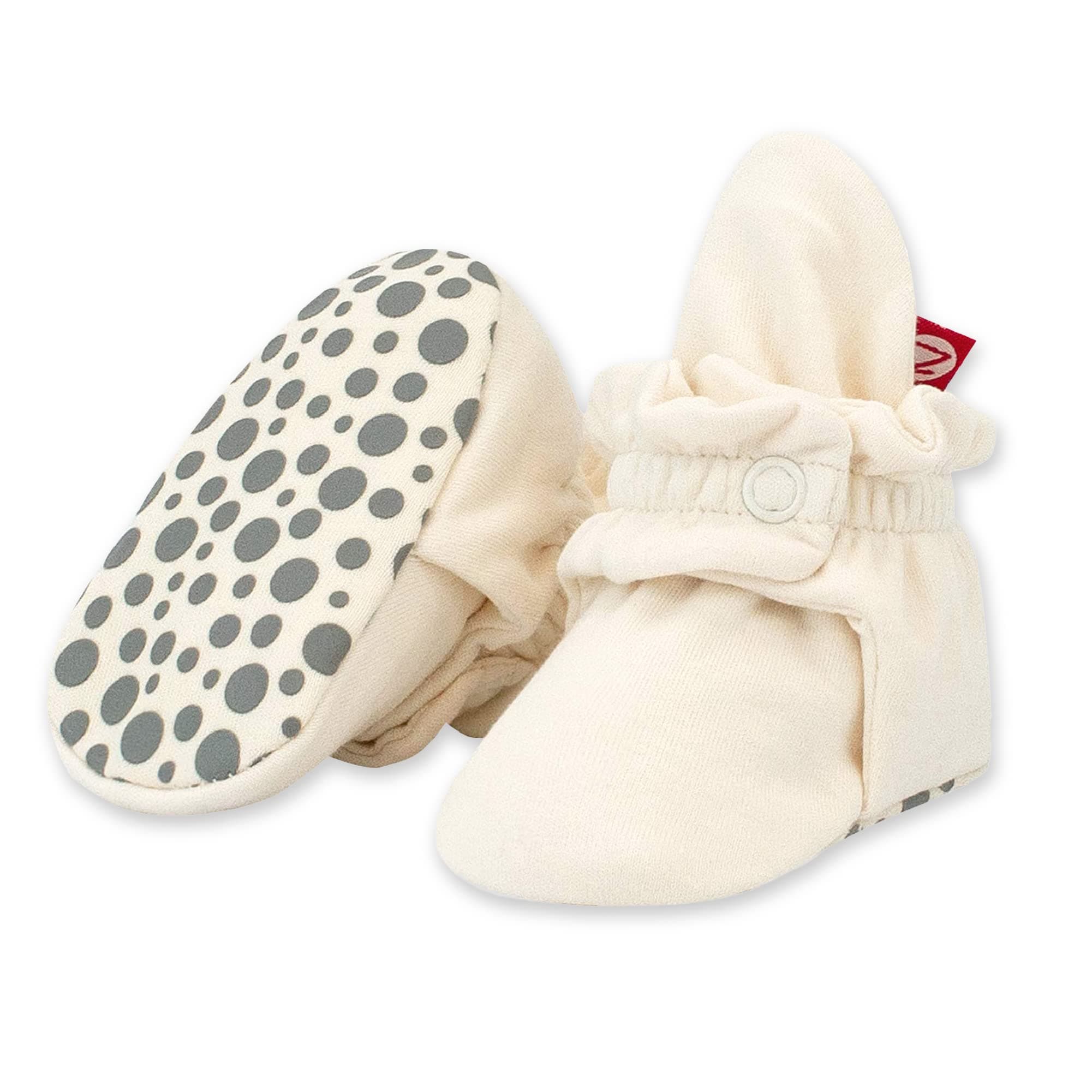 Zutano Cotton Baby Booties with Grippers - Soft Sole Stay On Baby Shoes