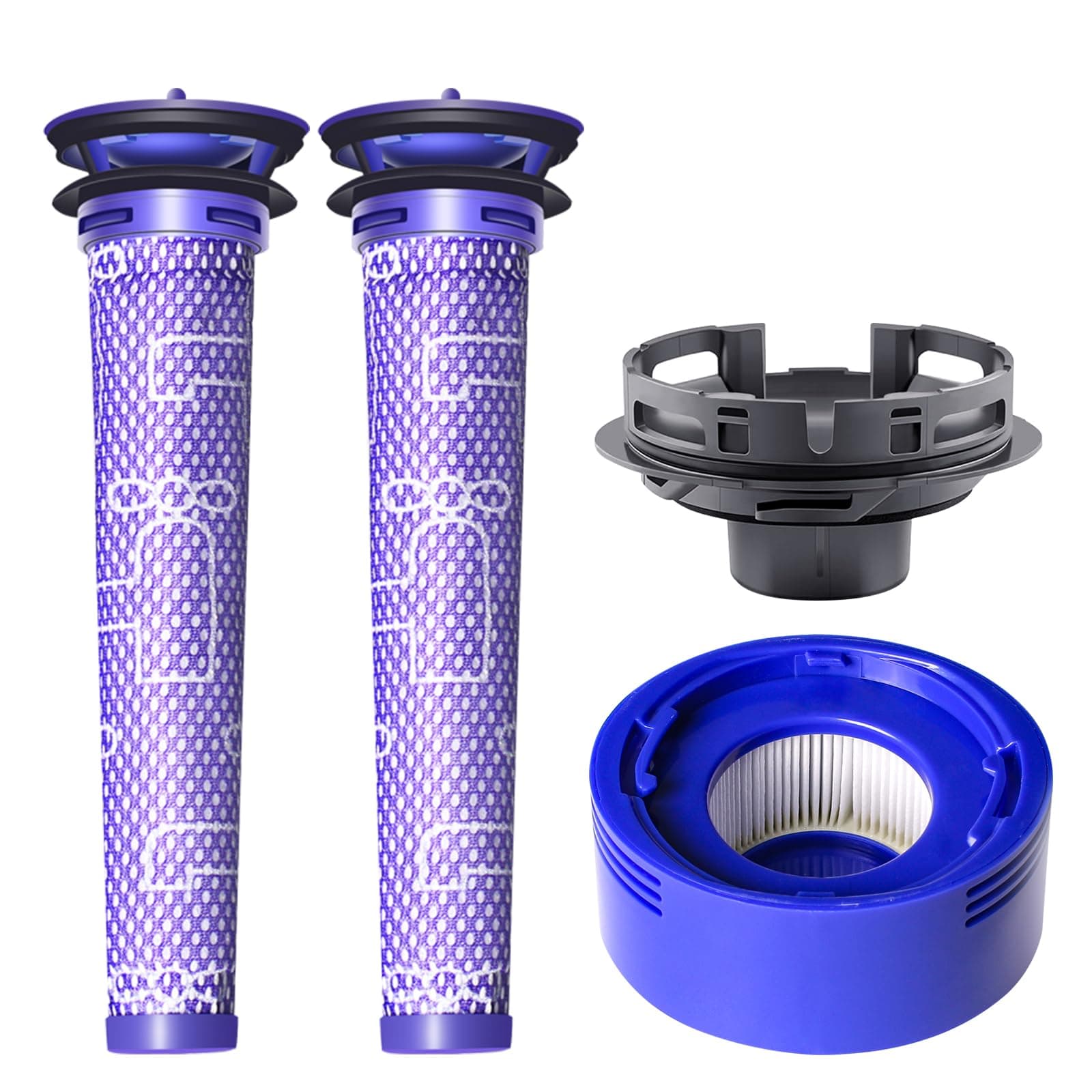 4 Pack Vacuum Filter Replacement and Motor Cover Upgrade Kit Compatible with Dyson V7, V8 Animal, SV10 Cordless Vacuum Cleaners, 2 Pre-Filters, 1 Post-Filter, 1 Motor Rear Cover