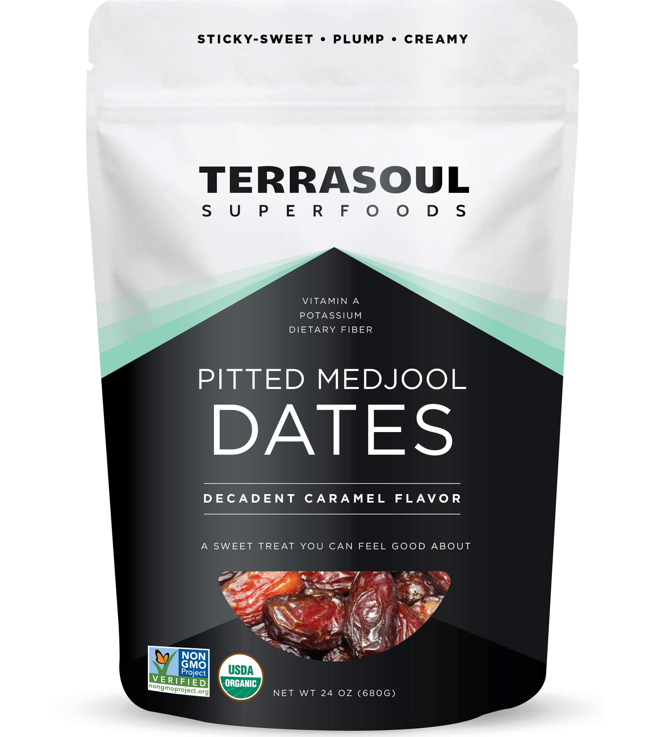 Organic Pitted Medjool Dates, 1.5 Lbs - Pits Removed | Soft Chewy Texture | Sweet Caramel Taste