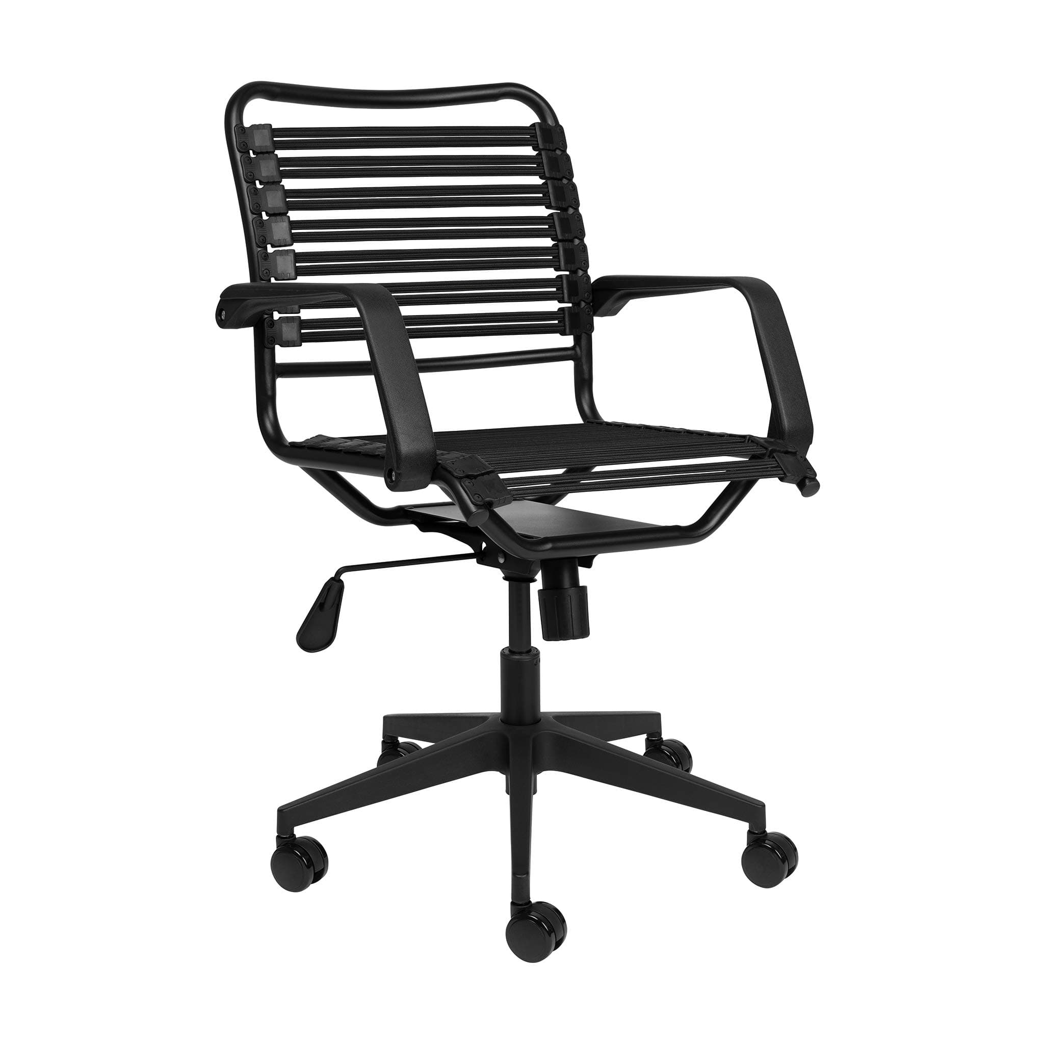 Laura Davidson Furniture Chair for Office Task, with Flat Elastic Bungie Straps, Rolling, Adjustable Height and Arm Rest Made of Polyester, Alloy Steel and Polypropylene, Black