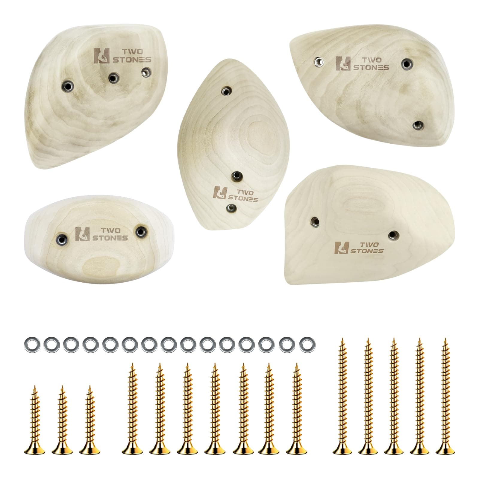 Wooden Rock Climbing Holds Kids and Adults | Wood Rock Wall Climbing Holds Kids and Gyms | Variety Screw On Climbing Hand Holds Set with Mounting Hardware