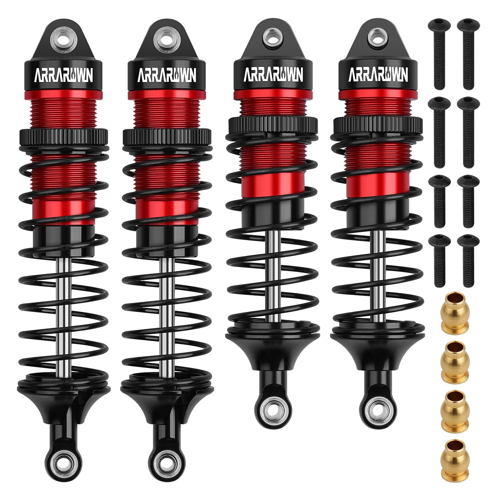 4PCS 1/10 RC Shocks Front & Rear Shock Absorber Assembled Set Replacement Parts Compatible with 1:10 Scale RC Cars Traxxas Slash/Rustler/Stampede VXL 4x4 4WD Upgrade Parts#5862 (Black Red)