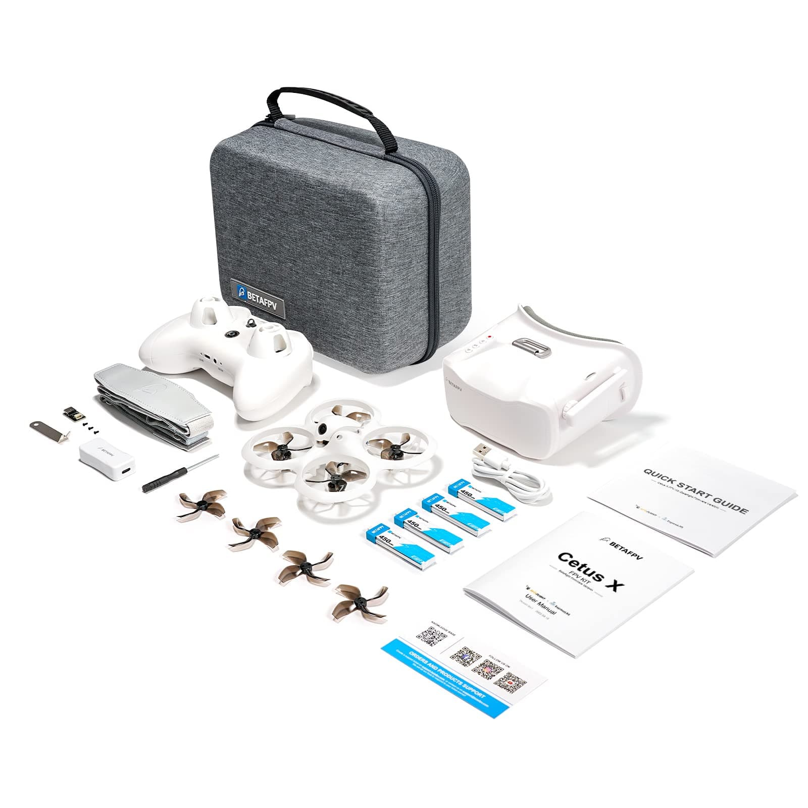 BETAFPV Cetus X FPV Kit with Betaflight FC LiteRadio 3 Transmitter C04 Cam VR03 Goggles with DVR Recording Function, Supported 2S Power Advanced RTF Kit for FPV Beginners to Fly Faster Further-ELRS V3