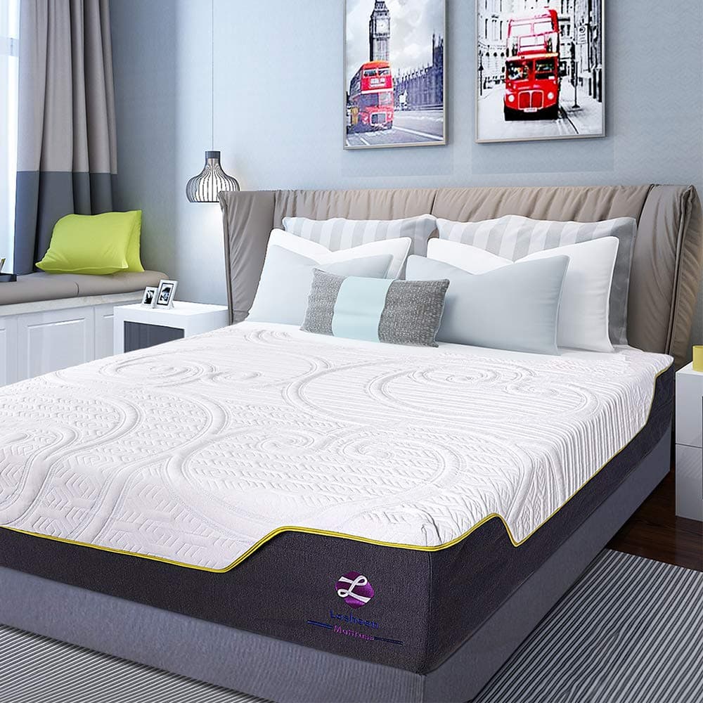 Lasheen Queen Hybrid Mattress, 12 Inch Mattress with Memory Foam and Innerspring, Motion Isolating Individually Coils Pocket Spring Mattress with 5 inch Edge Support Foam (Hybrid Mattress, Queen)