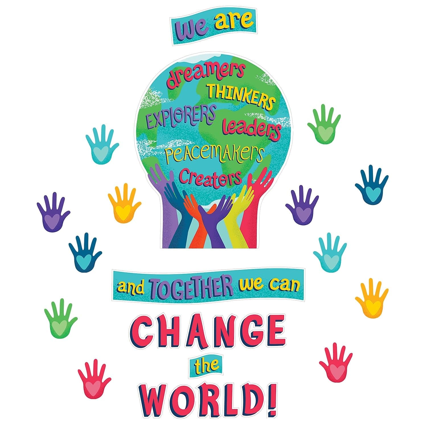 Carson Dellosa – One World Together We Can Change the World Bulletin Board Set, 47 Pieces, Classroom Décor