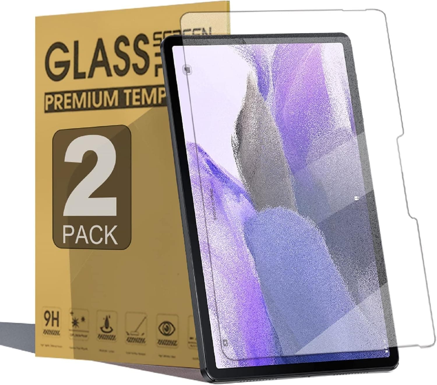 Junfire (2 Pack Matte Screen Protector for Samsung Galaxy Tab S10 Plus/S9 FE Plus/S9 Plus/S8 Plus/S7 FE/S7 Plus 12.4 inch, Anti Glare Tempered Glass Film, Paper Texture/Bubble-free/S-Pen Compatible