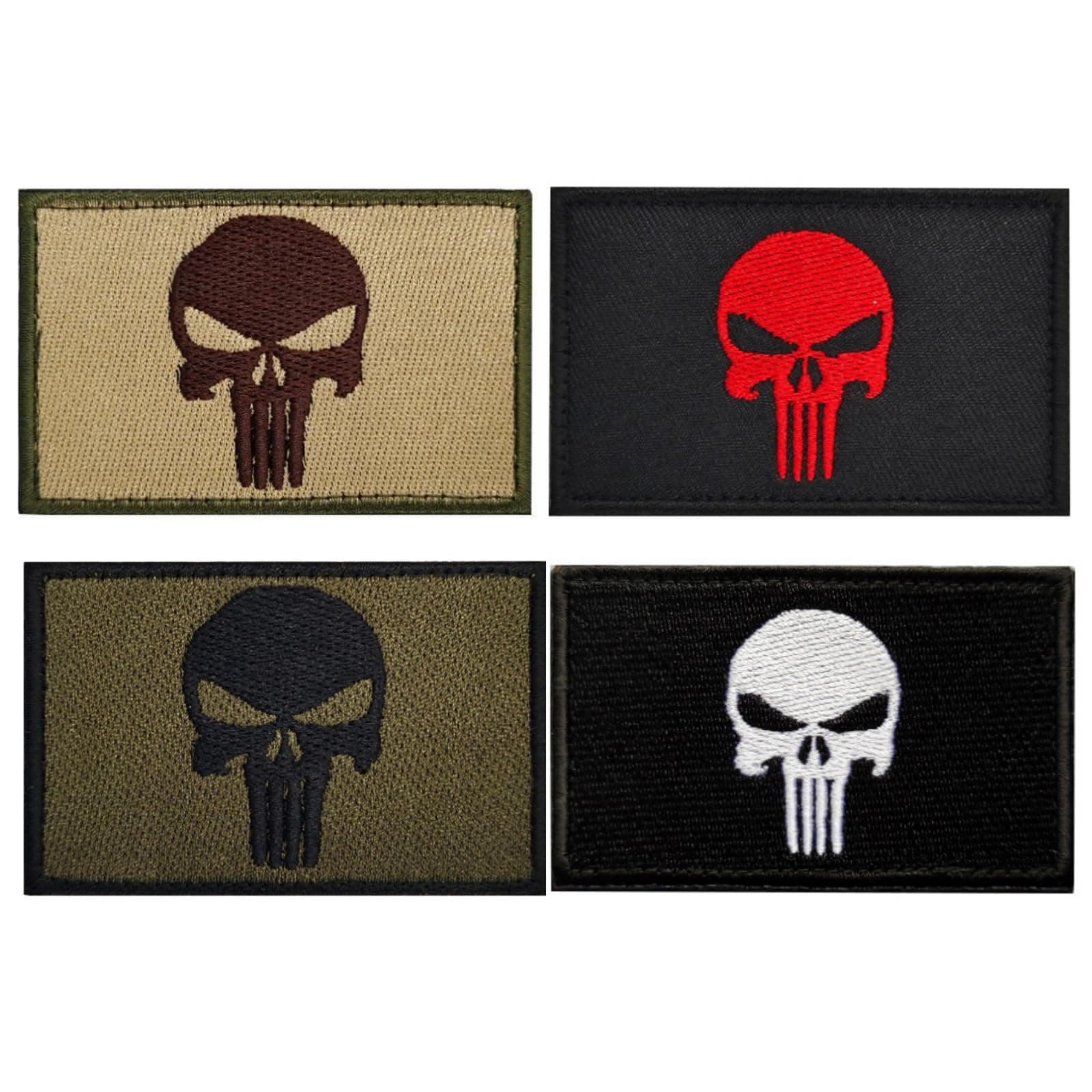 YINGSC 4 Pieces Skull Punisher Patch Dead Skull Patch Tactical Embroidered Patchs Hook and Loop Applique for Military Uniform Tactical Bag Jacket Jeans Hat