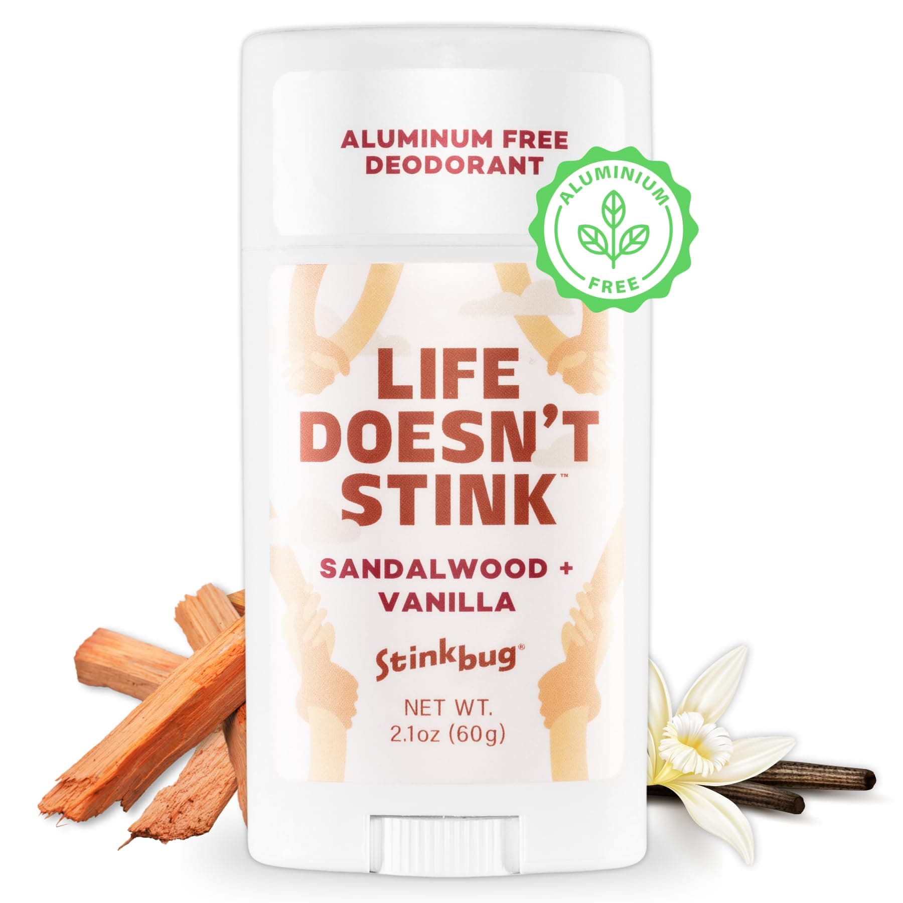 Organic Sensitive Skin Deodorant Stick with Sandalwood + Vanilla, Coconut Oil and Activated Charcoal, Aluminium Free Deodorant , 62ml