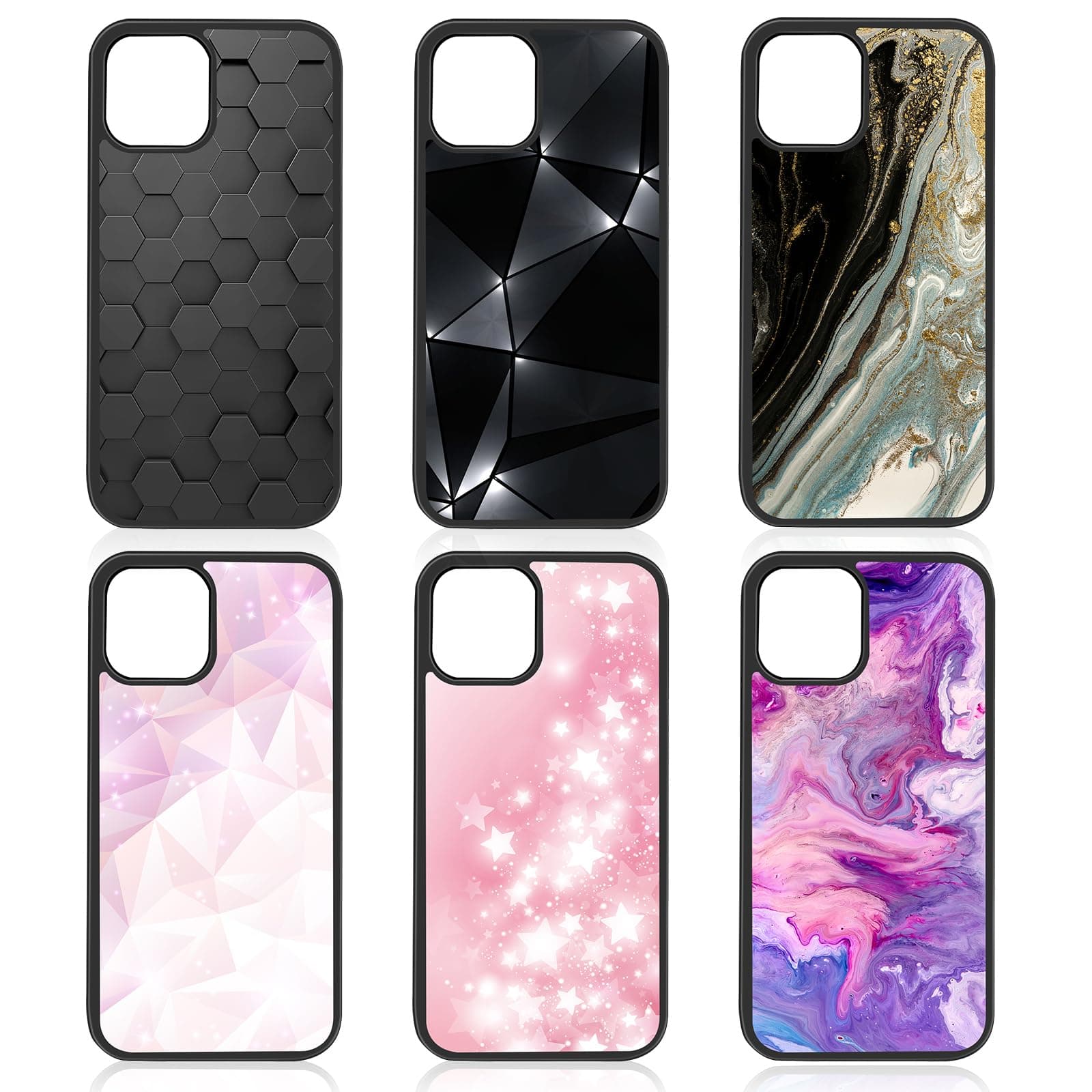 Weewooday 6 Pieces Sublimation Phone Case Covers Blank DIY Printable Anti-Slip Shockproof Customize Heat Press Rubber Protective DIY Phone Covers(Compatible with iPhone 12/12 Pro) Black