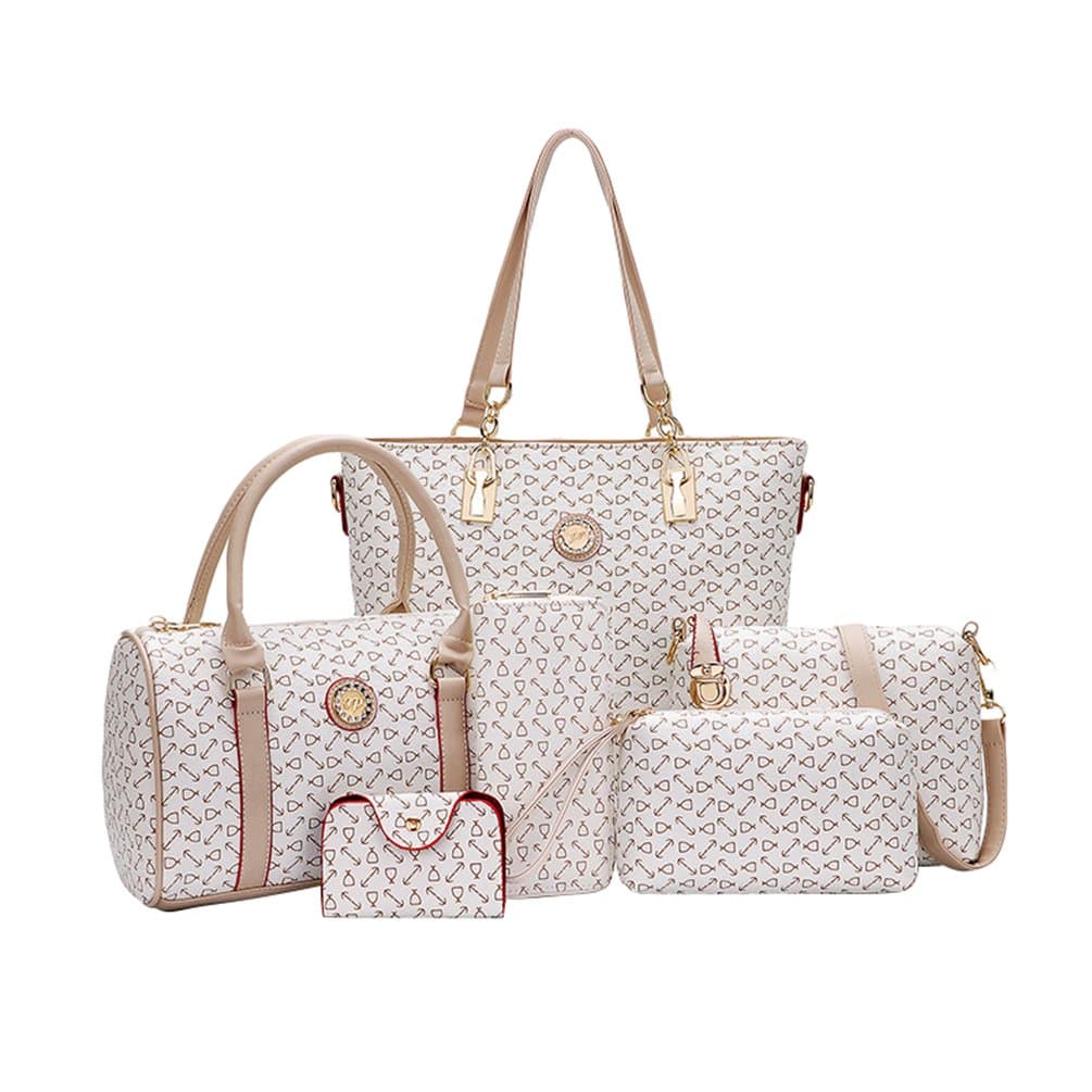 Kairuun Women 6 Set Large Capacity Handbag Shoulder Bags Tote Bag Arrow Pattern Crossbody Wallet