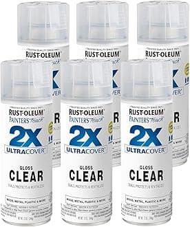 Rust-Oleum 249117-6PK Painter's Touch 2X Ultra Cover Spray Paint, 12 oz, Gloss Clear, 6 Pack