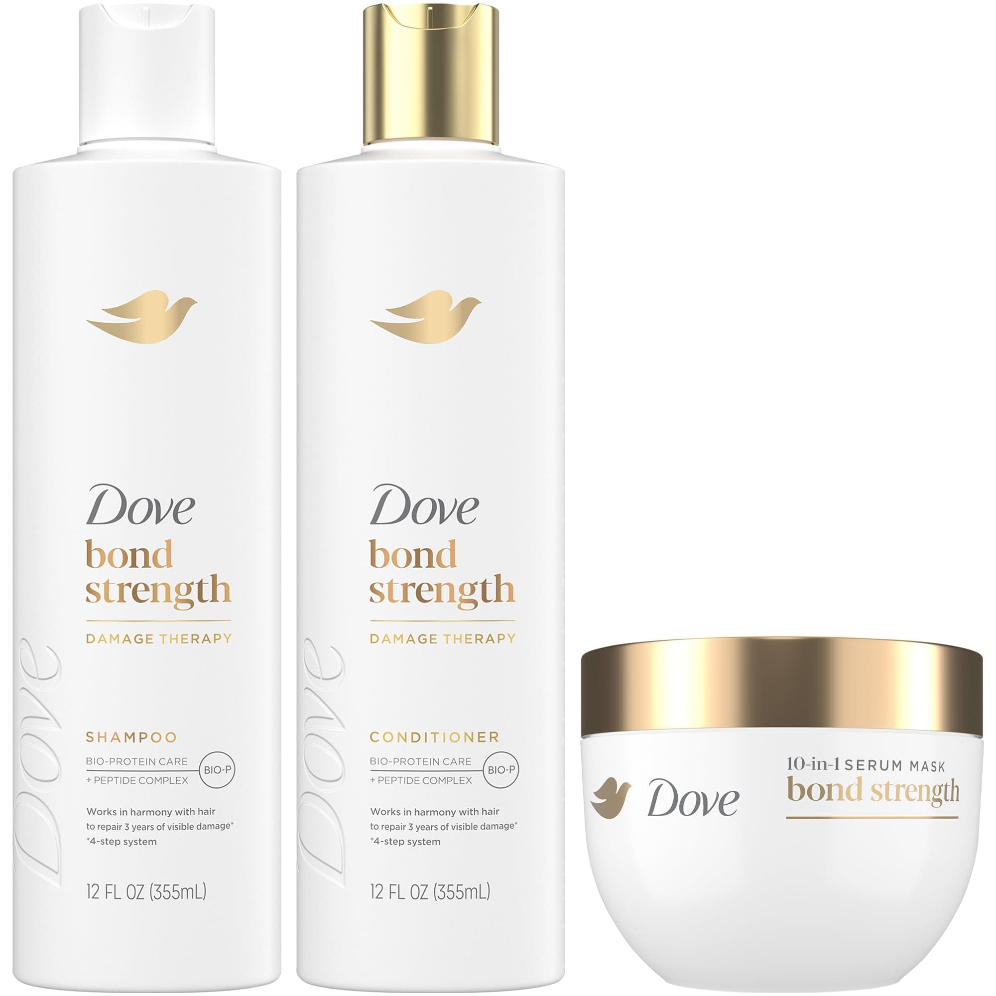 Bond Strength Shampoo & Conditioner Set + Hair Mask Serum Bundle – Bond Repair Treatment for Damaged and Frizzy Hair (3 Piece Set)