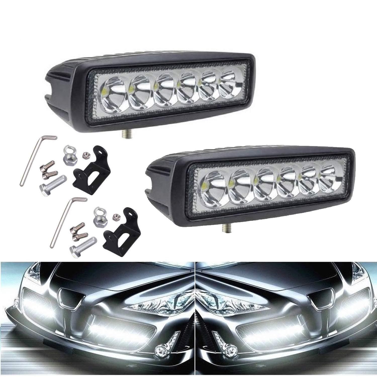 Ascension™ 6 LED Fog Light Bar Flood LED Work Light Single Row Waterproof Driving Lamp for Land Cruiser Prado