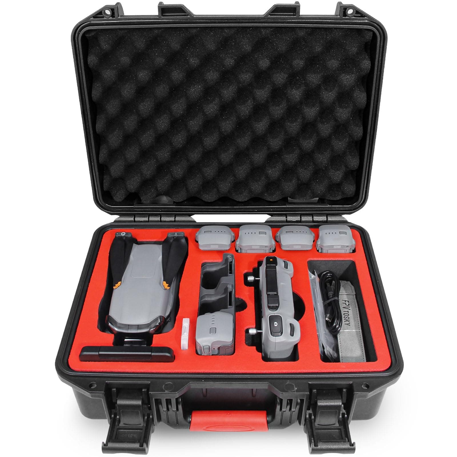 FPVtosky 2023 Newest Hard Case for DJI Air 3 Drone/Fly More Combo, Waterproof Air 3 Hard Shell Carrying Case Accessories for DJI RC2/ RC-N2/ RC Pro Up to 8 Batteries, red, Air3 Case